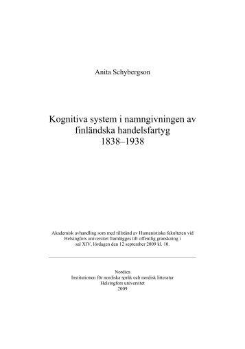 Kognitiva system i namngivningen av finländska handelsfartyg 1838 ...