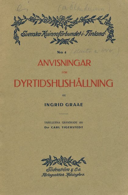 DYRTIDSHUSHÅLLNING. - Doria