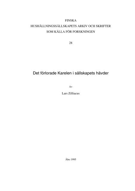 Finska Hushållningssällskapets arkiv och skrifter - Doria