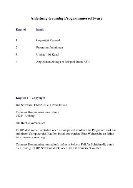 Anleitung Grundig Programmiersoftware - Asamnet