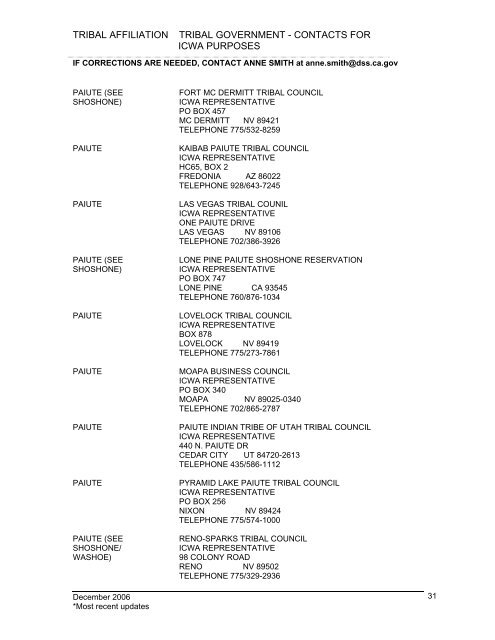 tribal affiliation tribal government - California Department of Social ...