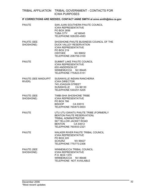 tribal affiliation tribal government - California Department of Social ...