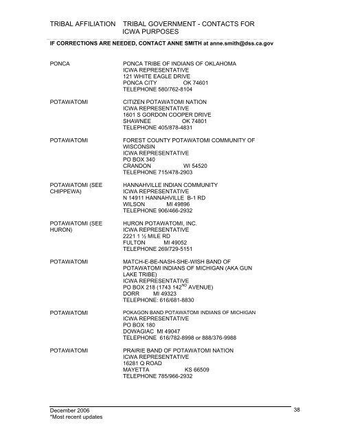 tribal affiliation tribal government - California Department of Social ...