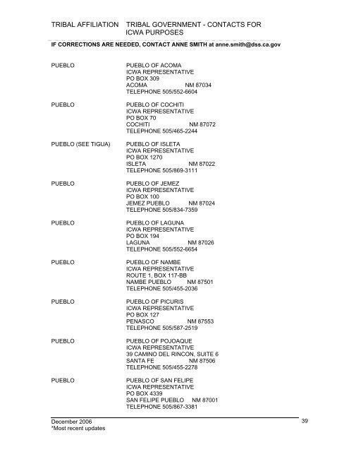 tribal affiliation tribal government - California Department of Social ...