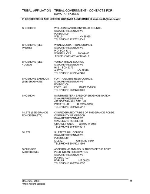 tribal affiliation tribal government - California Department of Social ...