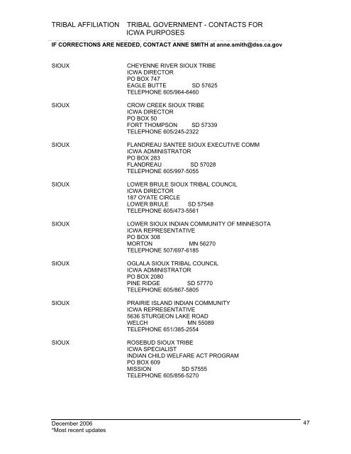 tribal affiliation tribal government - California Department of Social ...