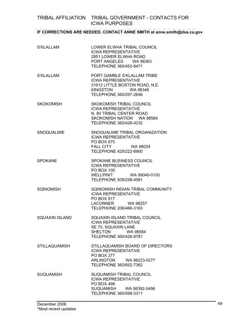 tribal affiliation tribal government - California Department of Social ...