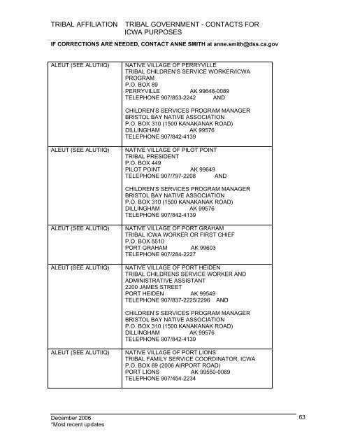 tribal affiliation tribal government - California Department of Social ...