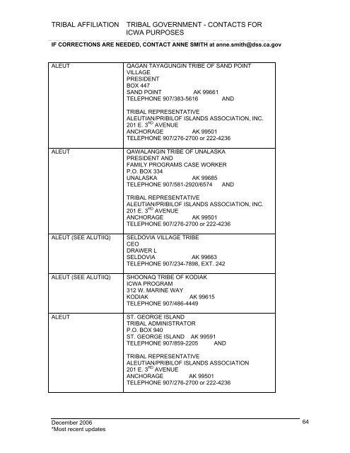 tribal affiliation tribal government - California Department of Social ...