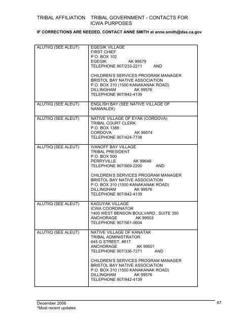 tribal affiliation tribal government - California Department of Social ...