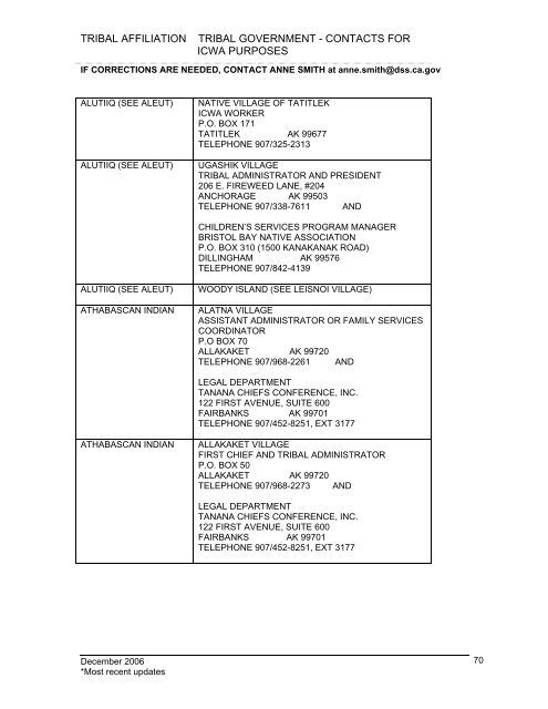 tribal affiliation tribal government - California Department of Social ...