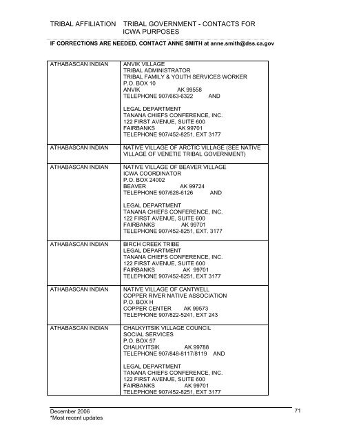 tribal affiliation tribal government - California Department of Social ...