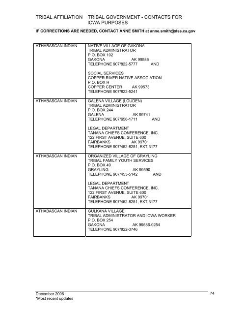 tribal affiliation tribal government - California Department of Social ...