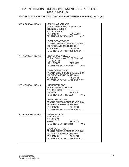 tribal affiliation tribal government - California Department of Social ...