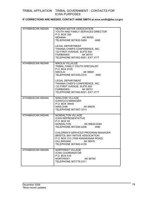 tribal affiliation tribal government - California Department of Social ...