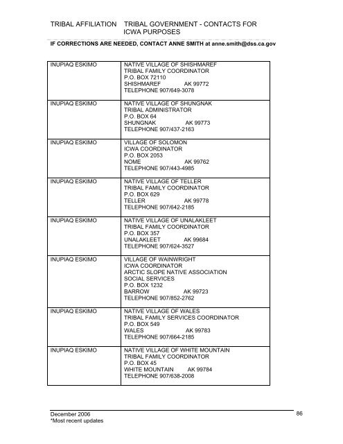 tribal affiliation tribal government - California Department of Social ...