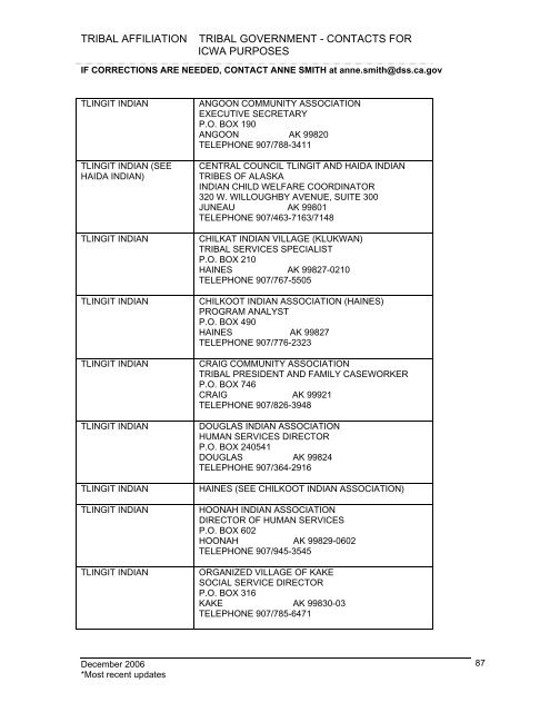 tribal affiliation tribal government - California Department of Social ...