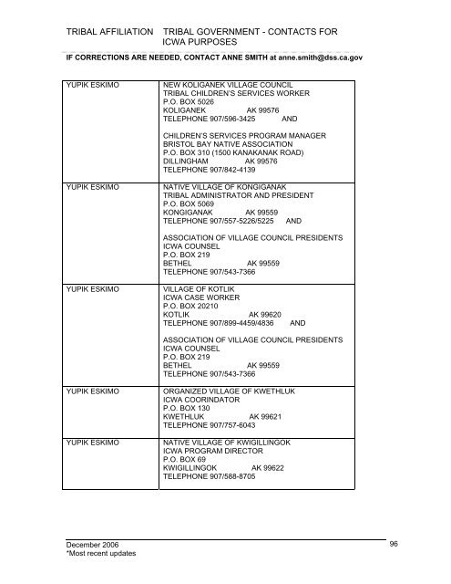 tribal affiliation tribal government - California Department of Social ...