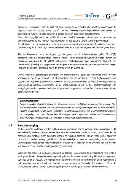 nota bedrijven en geluid (pdf) - Gemeente Duiven