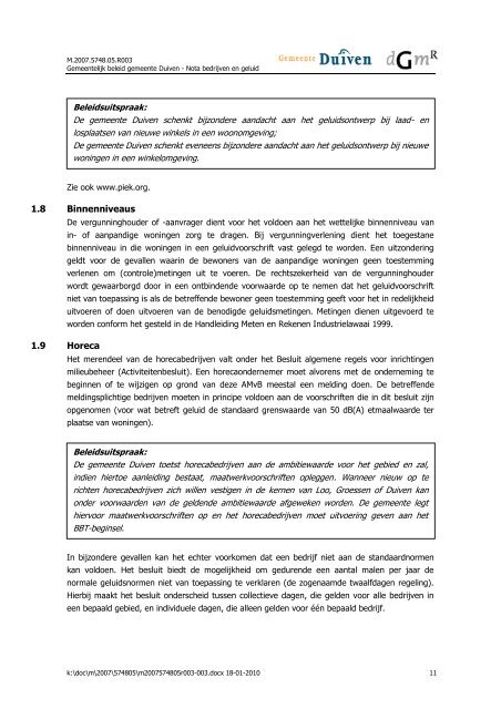 nota bedrijven en geluid (pdf) - Gemeente Duiven