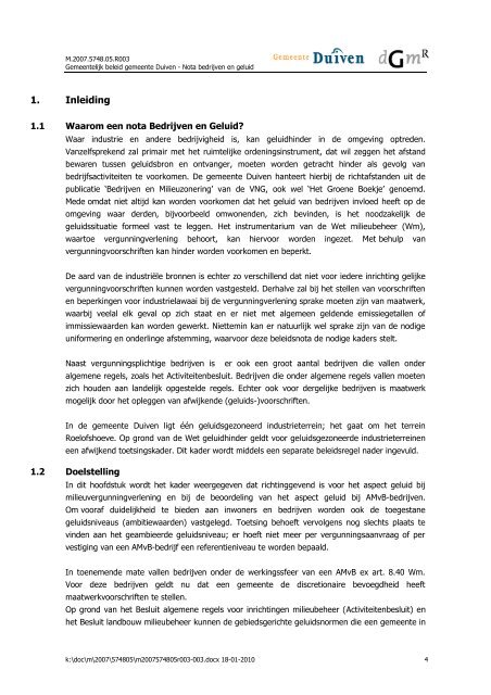 nota bedrijven en geluid (pdf) - Gemeente Duiven