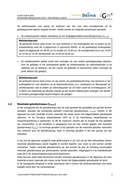 nota bedrijven en geluid (pdf) - Gemeente Duiven