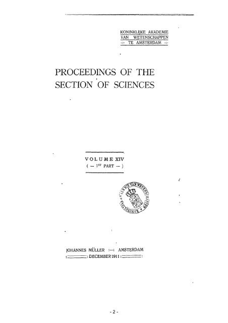 Proceedings of the section of sciences - DWC - KNAW