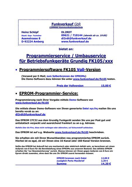 Programmierservice / Umbauservice für ... - Asamnet