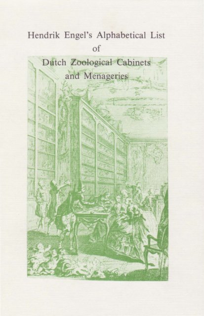 Hendrik Engel's Alphabetical List Dutch Zoological Cabinets ... - DWC
