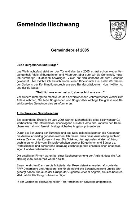 Gemeinde Illschwang Gemeindebrief 2005