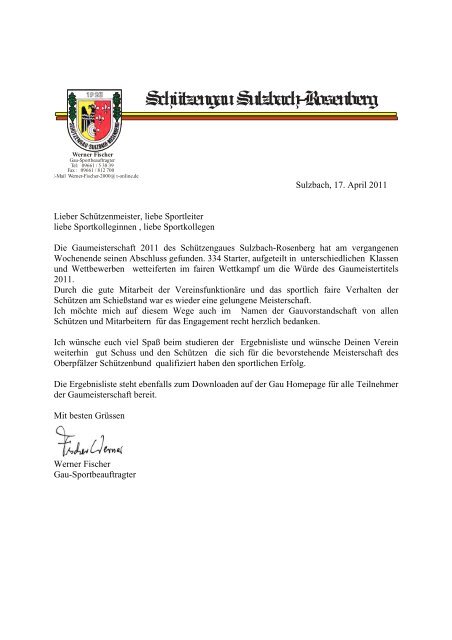 Schützengau Sulzbach-Rosenberg - Asamnet