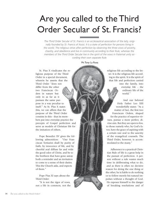 Are You Called To The Third Order Secular Of St Francis - 