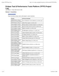 Eclipse TPTP Project Log