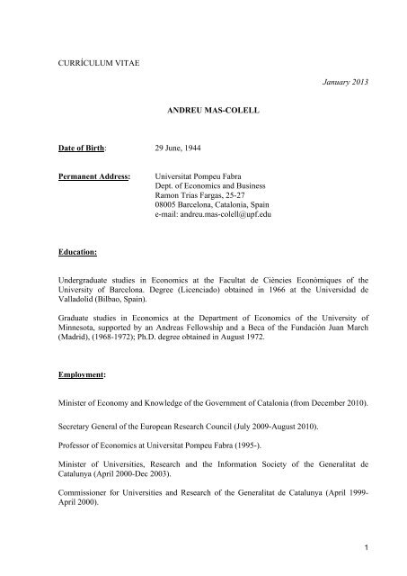 Full CV in PDF - Universitat Pompeu Fabra