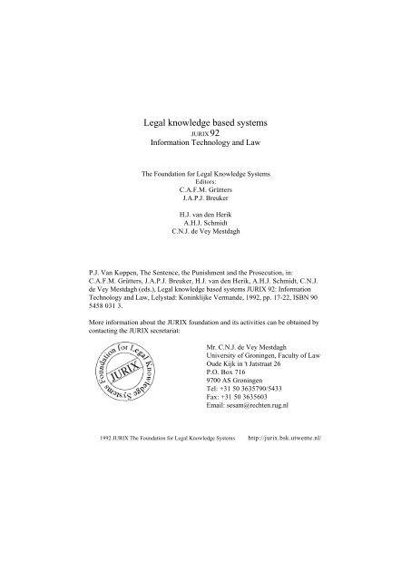 Legal knowledge based systems - CiteSeerX