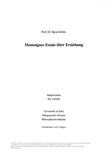 PDF-Datei: Montaignes Essais über Erziehung - Egon Schütz Archiv ...