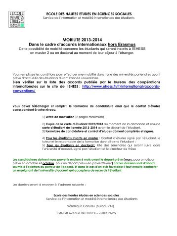 dossier_candidature hors Erasmus 2013-14 - EHESS