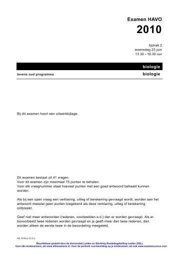 Examen HAVO - Alleexamens.nl - Universiteit Leiden