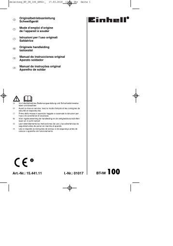 Art.-Nr.: 15.441.11 I.-Nr.: 01017 BT-IW 100 - Einhell