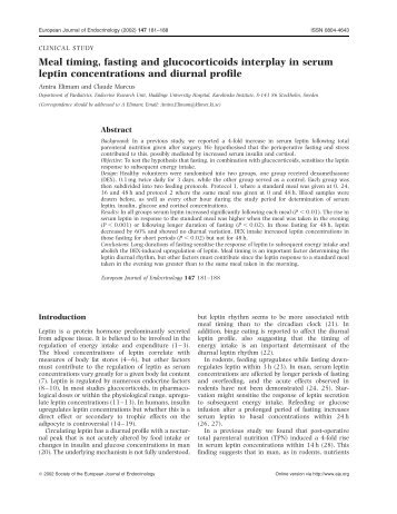 Meal timing, fasting and glucocorticoids interplay in serum leptin ...