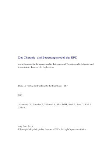 Das Therapie- und Betreuungsmodell des EPZ - EJPD - CH