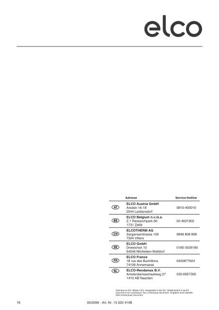 Ersatzteilliste Spare parts list Pièces de rechange ... - Elco