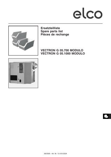 Ersatzteilliste Spare parts list Pièces de rechange VECTRON ... - Elco