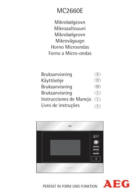 MC2660E Operation Manual & Cookbook - Electrolux