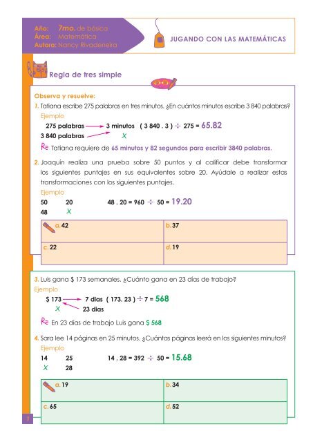 Regla de 3 simple - El Educador