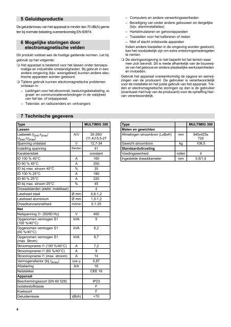 Bedieningshandboek MULTIMIG 300 - ELEKTRON Bremen GmbH