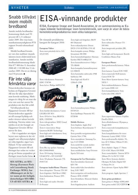 8/2010 3D-videokamera för konsument - Elektronikbranschen