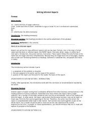 Writing Informal Reports Format