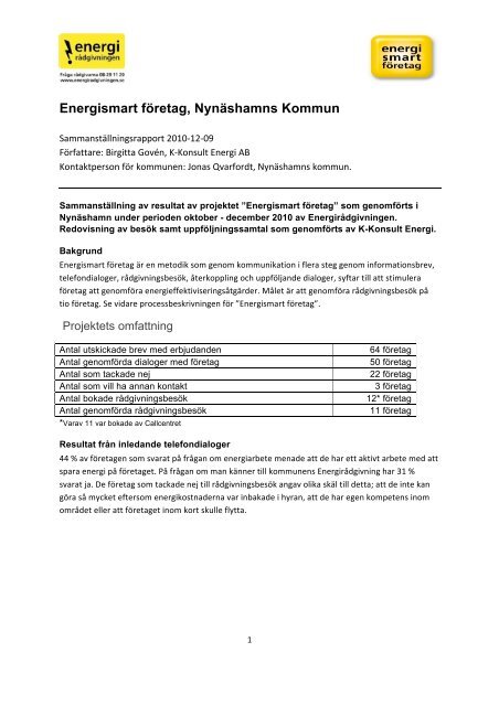 Sammanställningsrapport Nynäshamn - Energimyndigheten