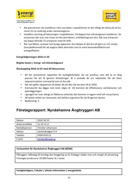 Sammanställningsrapport Nynäshamn - Energimyndigheten